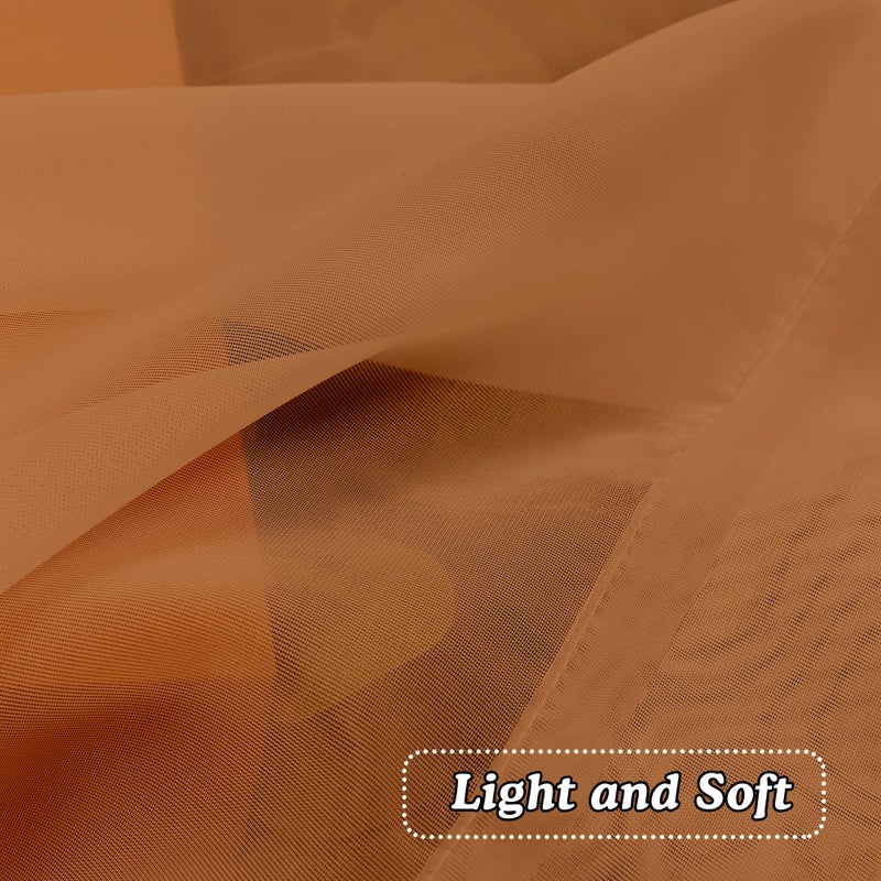 OVZME Orange Sheer Curtains 36 inches Long  Short Kitchen Window Treatment Solid Sheers Cafe Curtains Bathroom Voile Half Window Curtains 2 Panels  Rod Pocket  42"" Wx36 L - Image 5