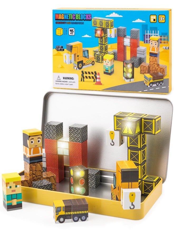 Qrooper Magnetic Blocks Travel Set 45 pcs Mini Magnetic Tiles - Construction - Image 1