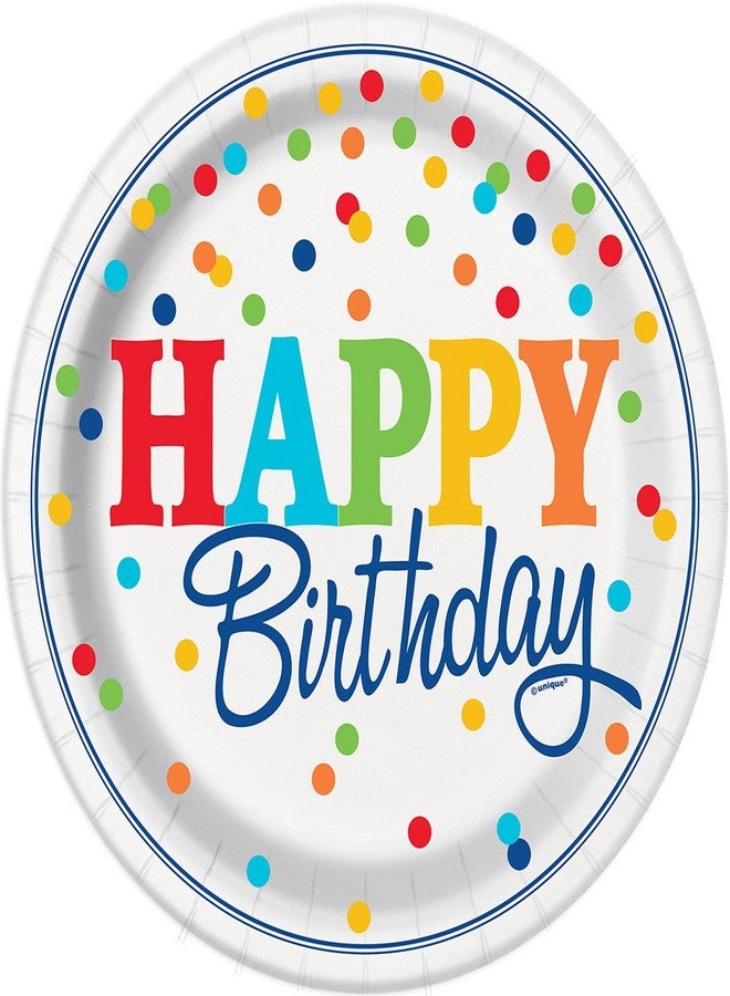 Unique Party Vibrant Rainbow Polka Dots Dinner Plates - 9" (Pack of 8) - Premium Quality & Eye-catching Design - Perfect for Celebrations & Colorful Parties - Image 1
