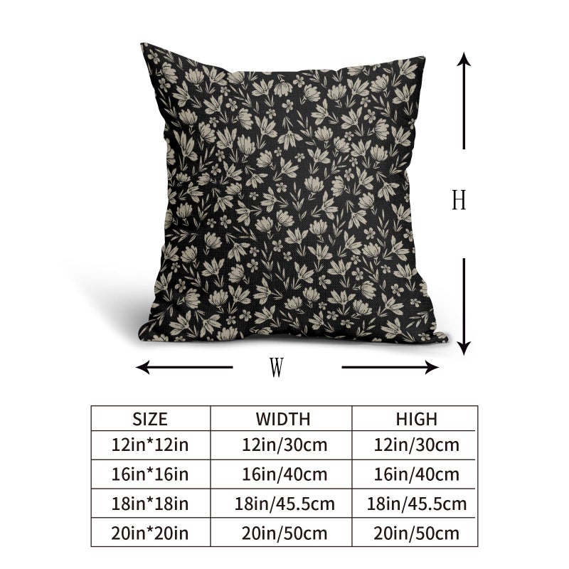 Aytipun Vintage Flower Pillow Covers 18x18 Set of 2 Rustic Cute Small Floral Black Brown Old Style Decorative Throw Pillows Outdoor PillowCase Farmhouse Linen Cushion Case Decor for Home Sofa Couch Bed - Image 5