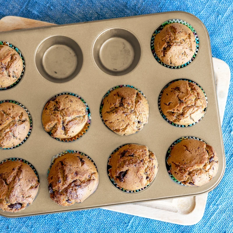 Simply Kitchen CHAMPAGNE 12-CUP MUFFIN PAN-35.5X27CM BROWN