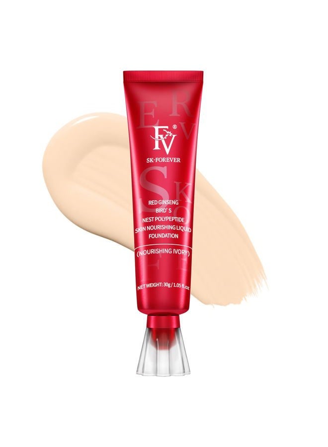 FV Waterproof Dewy Foundation - Lightweight, Medium Coverage, Long Lasting Liquid With Natural Finish - Hydrating for Dry/Combination Skin, 30g, Nourishing Ivory - Image 1