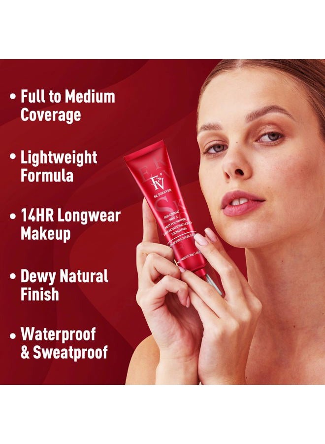 FV Waterproof Dewy Foundation - Lightweight, Medium Coverage, Long Lasting Liquid With Natural Finish - Hydrating for Dry/Combination Skin, 30g, Nourishing Ivory - Image 5