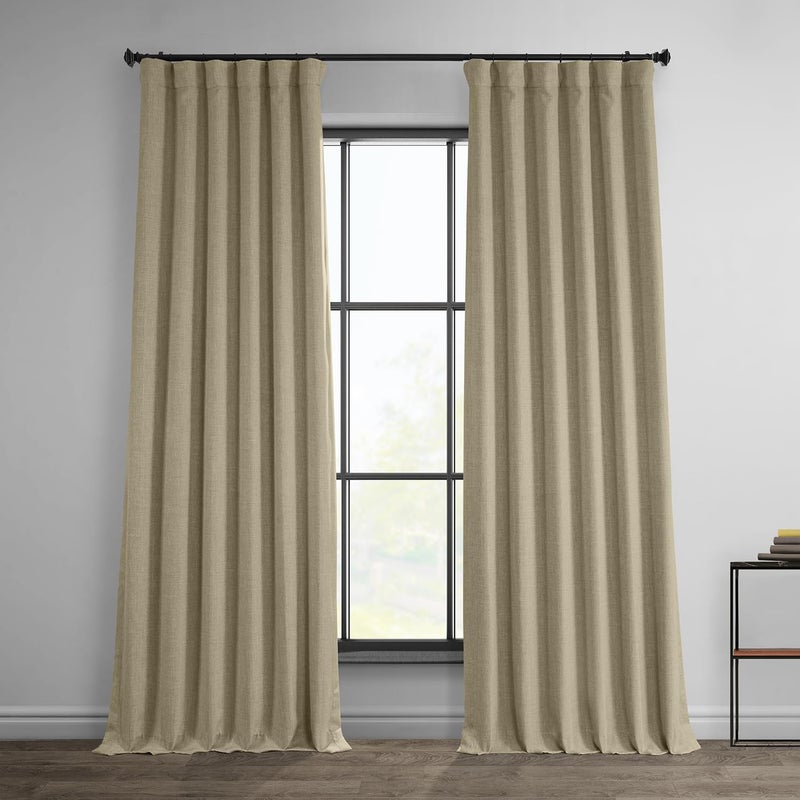 HPD Half Price Drapes  Faux Linen Curtains for Living Room 1 Panel  50W X 108L  Textured Room Darkening Curtains for Bedroom 108 Inches Long  Drapes for Home Decor Thatched Tan