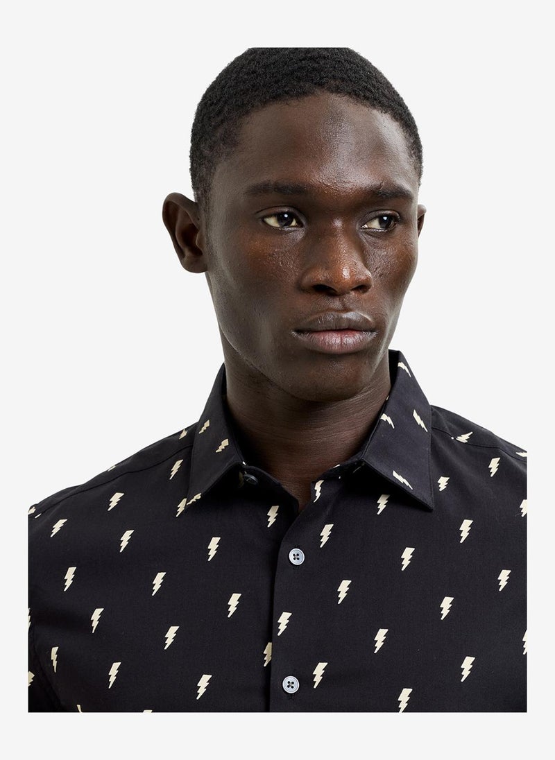 French Connection Men's Black/Bone White Ss Thunder Shirt - Image 2