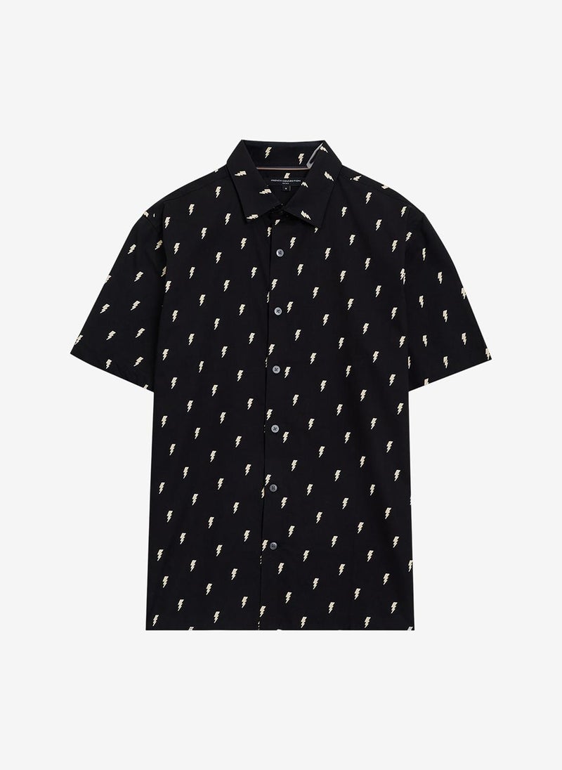French Connection Men's Black/Bone White Ss Thunder Shirt - Image 3