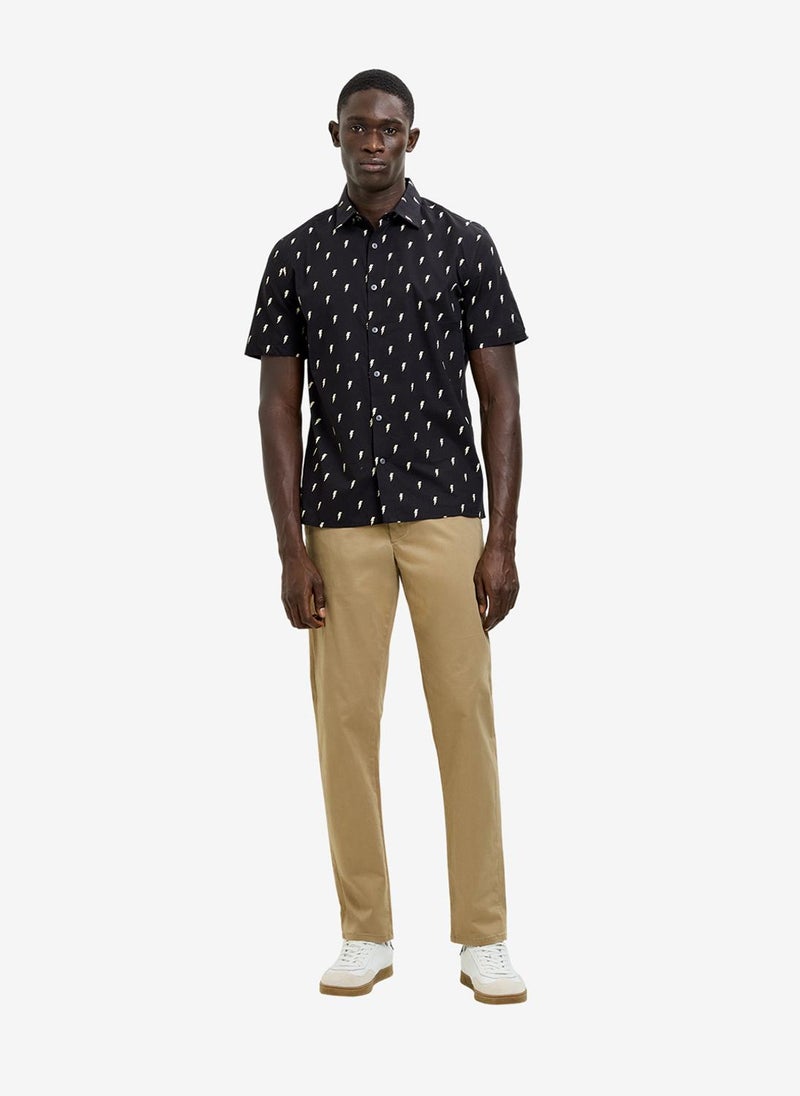 French Connection Men's Black/Bone White Ss Thunder Shirt - Image 1