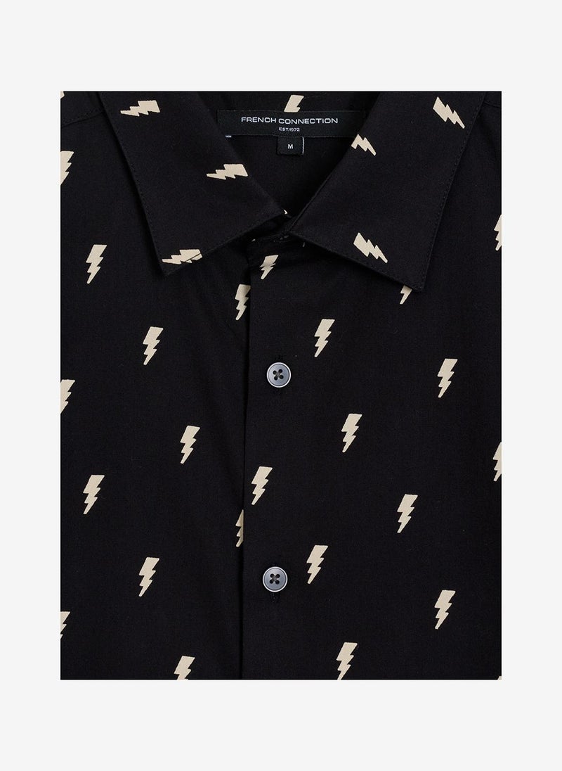 French Connection Men's Black/Bone White Ss Thunder Shirt - Image 4