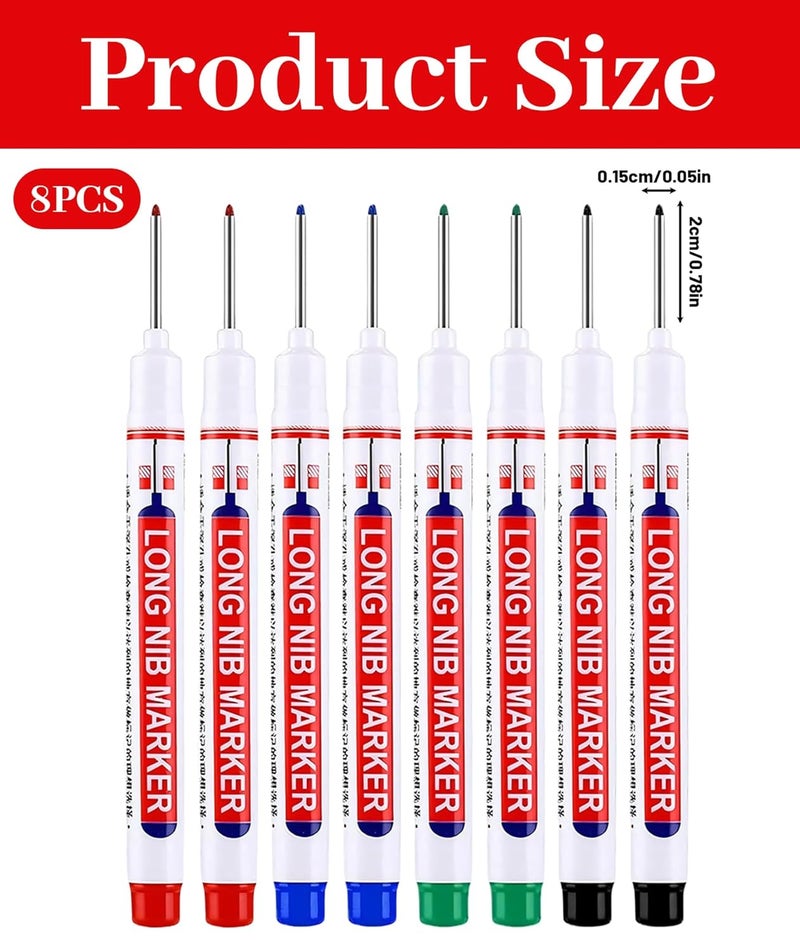 Buildcon Deep Hole Marker Pen, Tracer Marker Pen, Carpenter Pencil, Long Nib Marker for Wood, Metal, Concrete, Professional Construction Tools, Industrial Use, DIY Projects (8) - Image 2