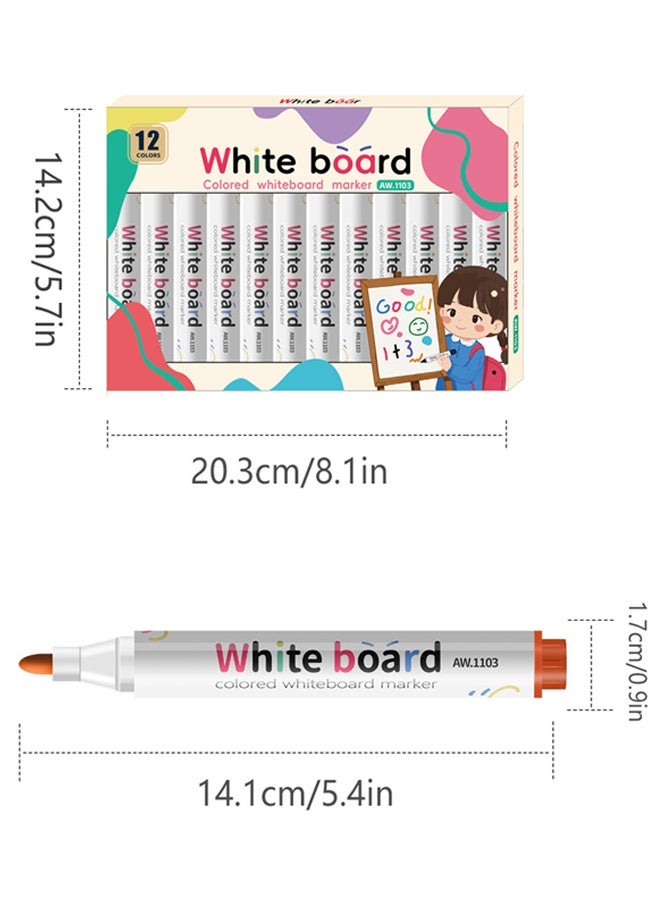 YIHUI 12 Colors Whiteboard Markers Set｜Easy to erase｜smooth writing, drawing｜For office, art - Image 4