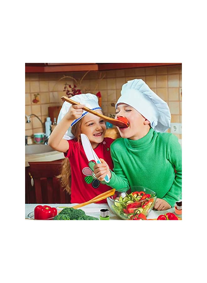 KASTWAVE Kids Kitchen Knife, Kids Knife Set Include Wood Kids Safe Knife, Serrated Edges Plastic Toddler Knife, Crinkle Cutter, Sandwich Cutter, Y Peeler, Cutting Board (Crocodile, 11 Pieces) - Image 3