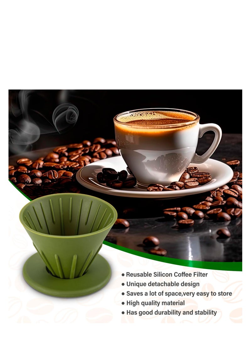 SYOSI Pour Over Coffee Dripper, Reusable Silicone Coffee Drippers, Portable Coffee Dripper Filter, Collapsible Cone Coffee Filters Holder, Coffee Accessory for Home Outdoor Camping Travel (Green) - Image 4