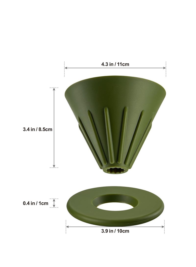 SYOSI Pour Over Coffee Dripper, Reusable Silicone Coffee Drippers, Portable Coffee Dripper Filter, Collapsible Cone Coffee Filters Holder, Coffee Accessory for Home Outdoor Camping Travel (Green) - Image 3