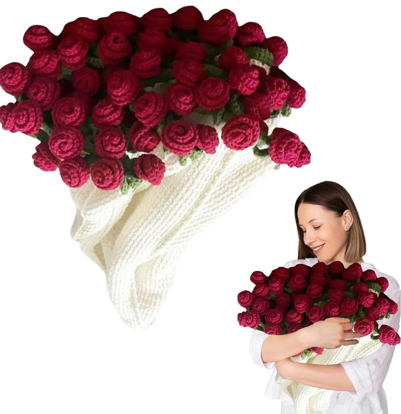 VRB Dec باقة زهور كروشيه صناعية بقطر 60 سم / باقة زهور صناعية / باقة زهور كروشيه / زهور كروشيه / هدية باقة زهور للفتيات لتزيين المنزل، الهدايا، إلخ. (تصميم 10) - Image 1