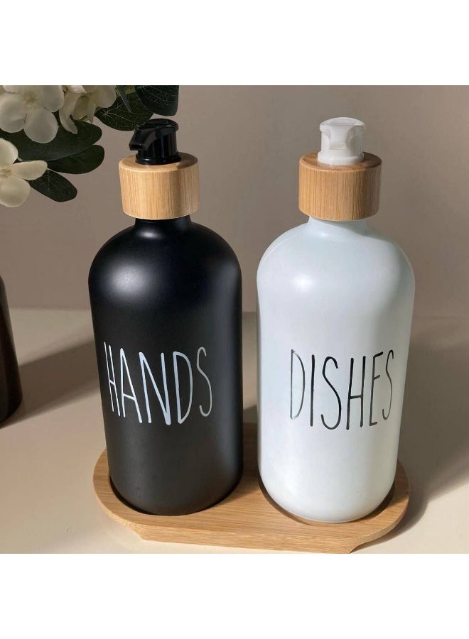 Glass Soap Dispenser Set, Includes Glass Hand Soap Dispenser and Glass Dish Soap Dispenser, Matte Black Soap Dispenser Suitable for Kitchen Soap Dispenser, Rustic Kitchen Decor - Image 2