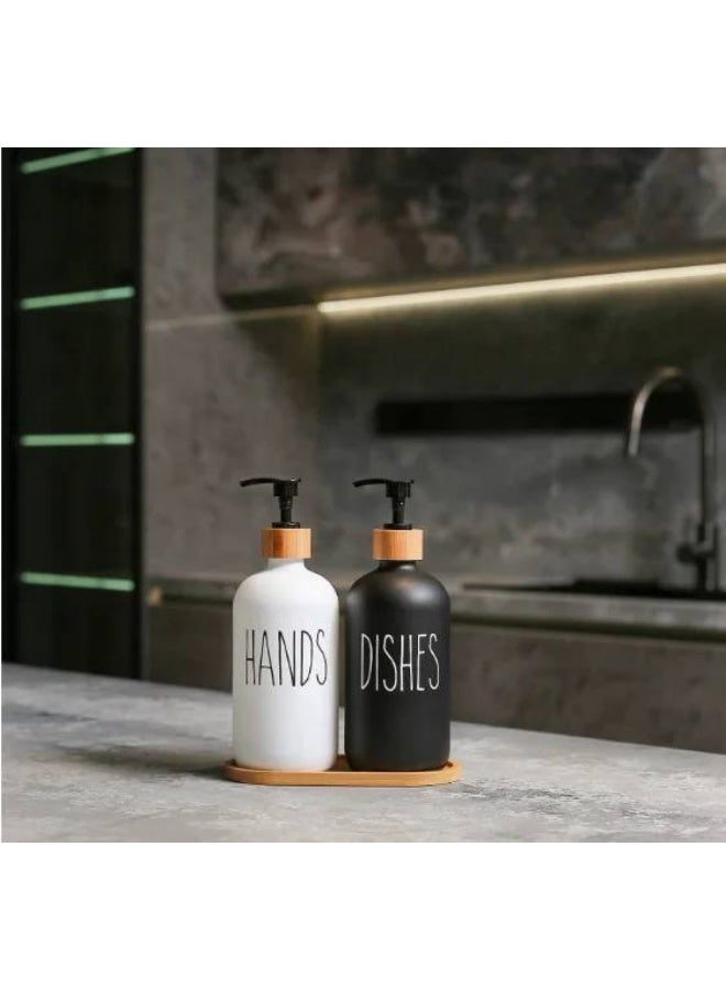 Glass Soap Dispenser Set, Includes Glass Hand Soap Dispenser and Glass Dish Soap Dispenser, Matte Black Soap Dispenser Suitable for Kitchen Soap Dispenser, Rustic Kitchen Decor - Image 5