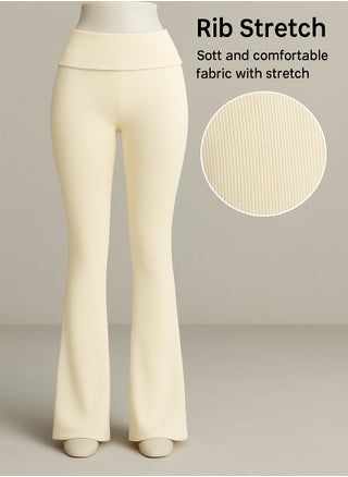 Flared trousers with fold-over waist S - pzsku/ZFB16E1BA3F46A8186CA4Z/45/1745588753/2ab4c346-8398-4304-a019-5b1daf62c7f7