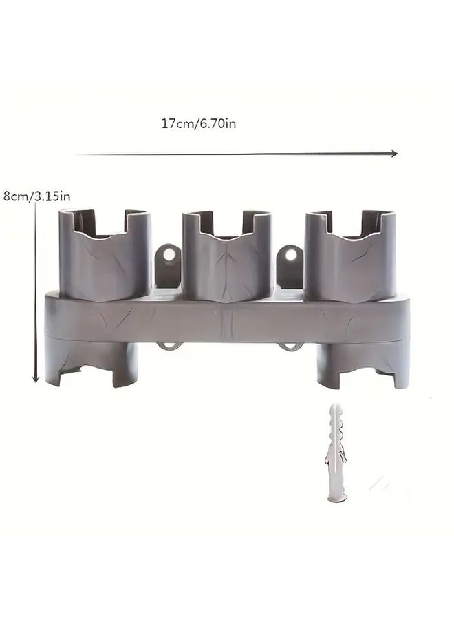 Grey Wall Mount Bracket for Vacuum Cleaners Space Saving Storage Rack with Hooks - Image 3