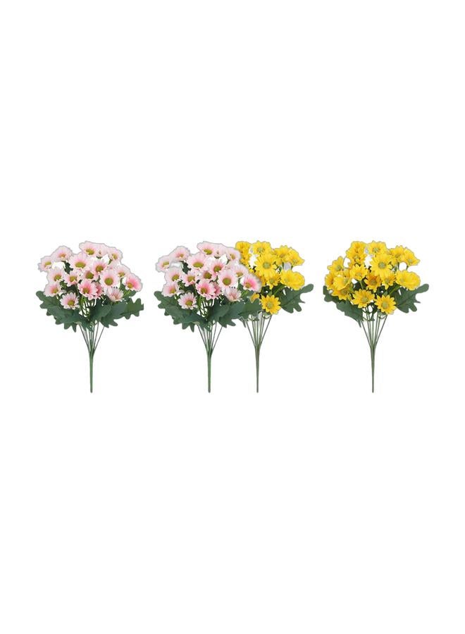 NANAO Plastic Material Pink Fake Small Size Chrysanthemums Flower,2 Pcs Faux Floral for Indoor Outdoor Home Kitchen Office Wedding Décor,30cm(11.8") & Yellow Fake Plant Artificial Bouquet of 21 Mini Chrysanthemums Flower,2-Pack Wedding Bouquet Wedding Photo Shoot Floral Photography Props,Plastic Flowers that Require no Care,30cm(11.8")Bundle - Image 1
