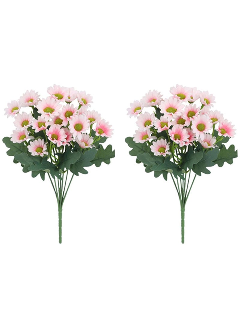 NANAO Plastic Material Pink Fake Small Size Chrysanthemums Flower,2 Pcs Faux Floral for Indoor Outdoor Home Kitchen Office Wedding Décor,30cm(11.8") & Yellow Fake Plant Artificial Bouquet of 21 Mini Chrysanthemums Flower,2-Pack Wedding Bouquet Wedding Photo Shoot Floral Photography Props,Plastic Flowers that Require no Care,30cm(11.8")Bundle - Image 2