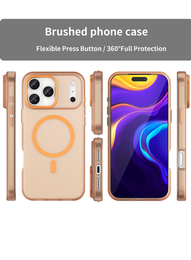 Abania iPhone 17 Pro Max Case MagSafe Magnetic Phone Case Translucent Brushed Matte Orange Case Military Grade Shockproof Anti Fingerprint Slim iPhone Cover for Apple iPhone 17 Pro Max - Image 2