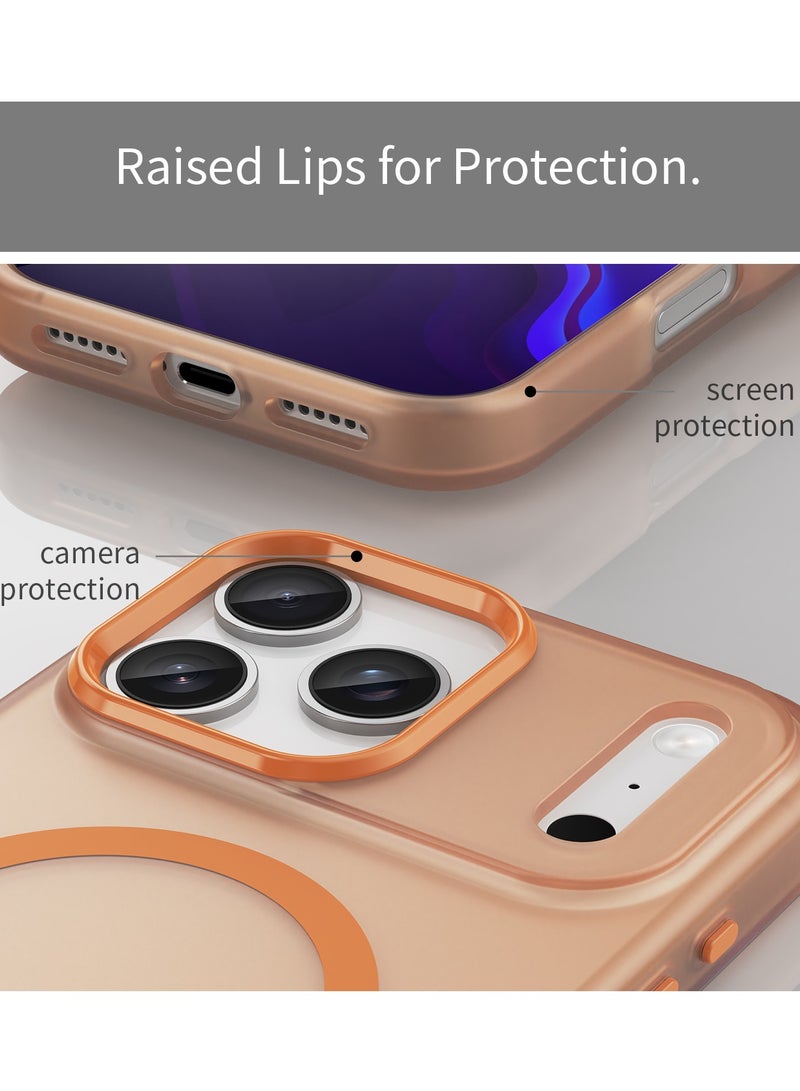 Abania iPhone 17 Pro Max Case MagSafe Magnetic Phone Case Translucent Brushed Matte Orange Case Military Grade Shockproof Anti Fingerprint Slim iPhone Cover for Apple iPhone 17 Pro Max - Image 5