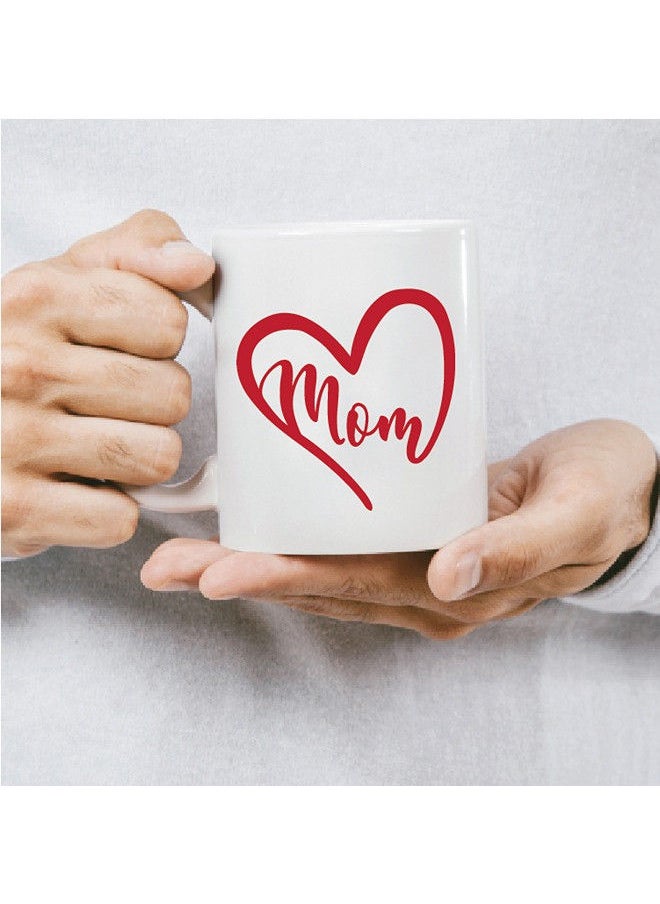 Giftmate - Giftmate Mom Heart Mug White Printed Ceramic Tea and Coffee Mug 320ml Gift for Mothers Day Mom Mugs - Image 1