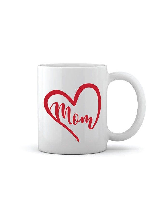 Giftmate - Giftmate Mom Heart Mug White Printed Ceramic Tea and Coffee Mug 320ml Gift for Mothers Day Mom Mugs - Image 1