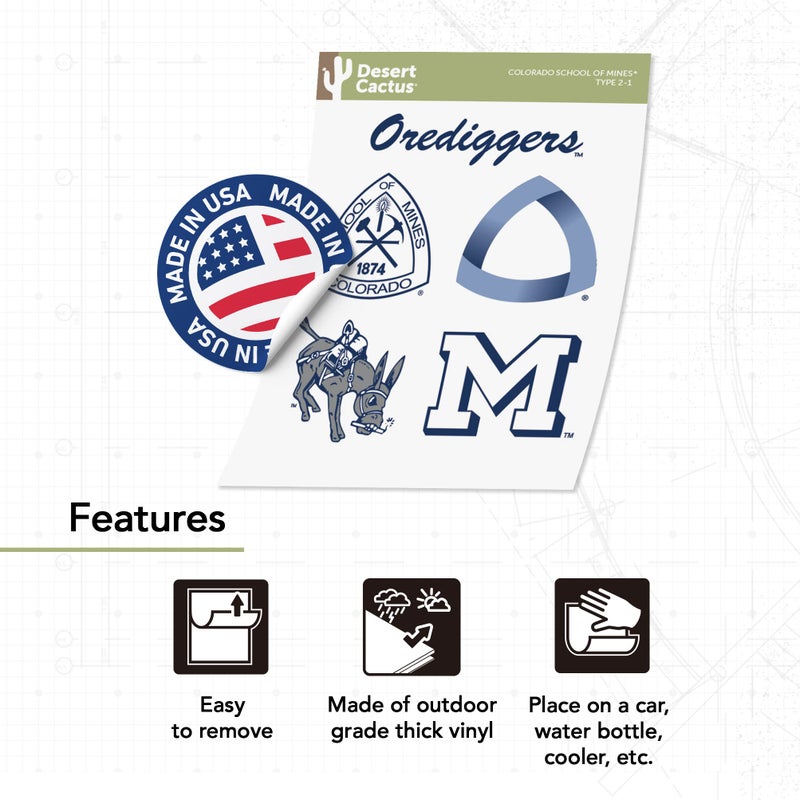 Desert Cactus Colorado School of Mines Sticker Orediggers Sticker Vinyl Decals Laptop Water Bottle Car Scrapbook Sheet T2 (Type 2) - Image 4