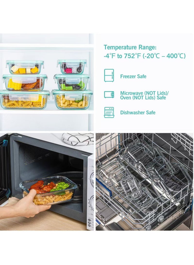 Glass Food Storage Containers with Airtight Lids, 8-Piece Set, Various Sizes, Microwave Safe - Image 5