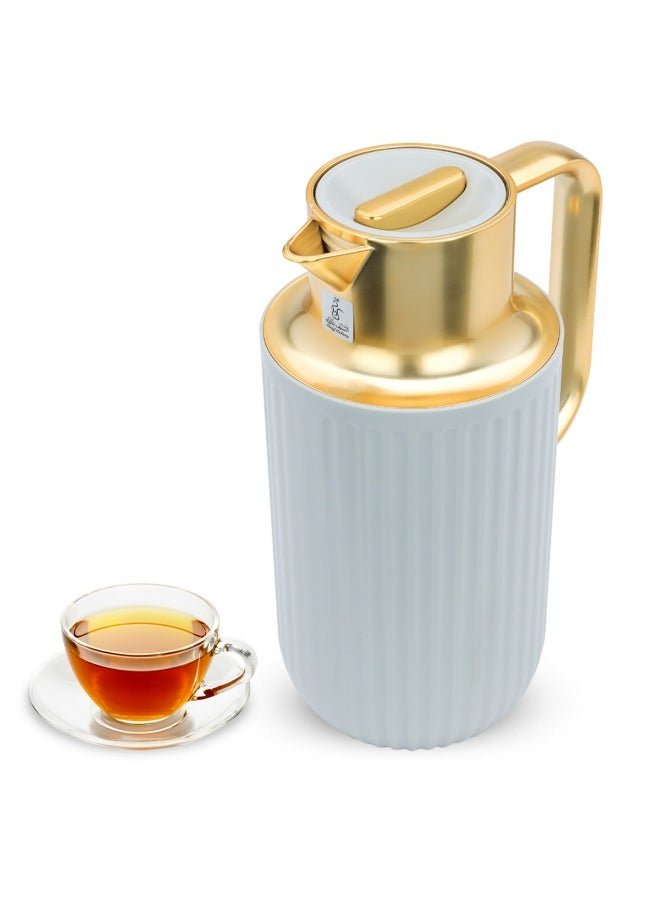 Everest Everest Laura Thermos Light Grey Gold Handle 1.6L 