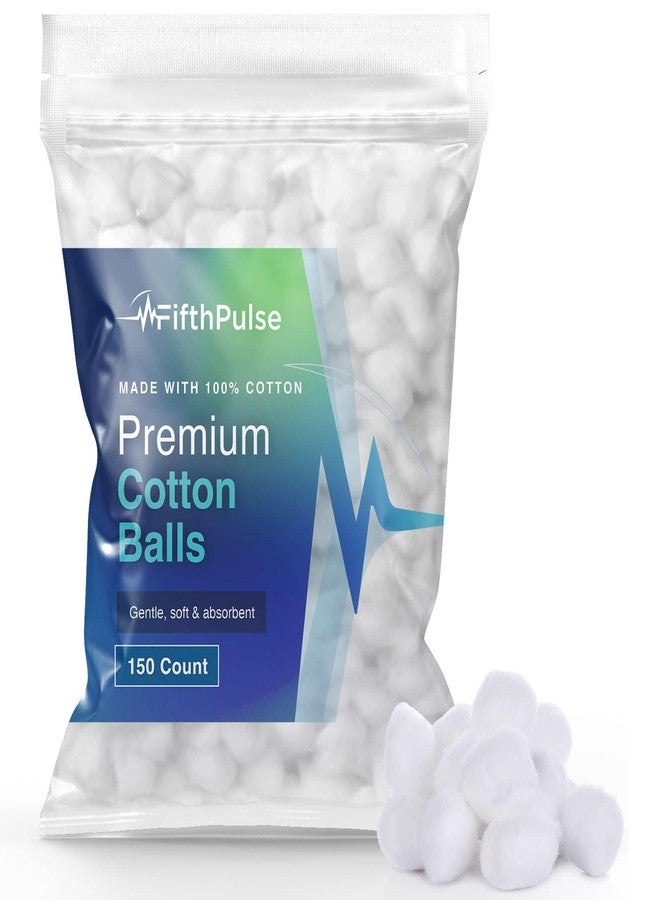 FifthPulse كرات قطنية فاخرة للوجه - 150 كرة قطنية بيضاء ماصة وناعمة - مصنوعة من 100% قطن - تستخدم للحرف، المكياج، الجروح، والأظافر - Image 1