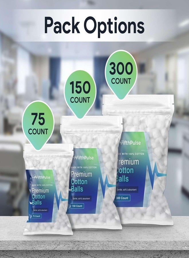 FifthPulse كرات قطنية فاخرة للوجه - 150 كرة قطنية بيضاء ماصة وناعمة - مصنوعة من 100% قطن - تستخدم للحرف، المكياج، الجروح، والأظافر - Image 5
