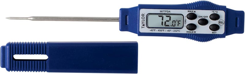 Taylor 9877FDA Compact Waterproof Digital Food Thermometer, 2.81 Inch Stem Length with FDA-Recommended 1.5mm Probe, NSF Certified, Blue - Image 1