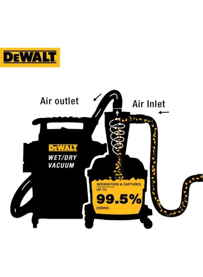 ديوالت مكنسة ديوالت للشفط الجاف والرطب مع فاصل غبار وخزان بولي، باللونين الأصفر والأسود، سعة 23 لتر رقم الموديل: DXVCS002 - Image 3