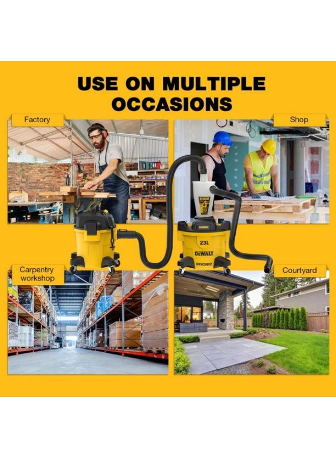 ديوالت مكنسة ديوالت للشفط الجاف والرطب مع فاصل غبار وخزان بولي، باللونين الأصفر والأسود، سعة 23 لتر رقم الموديل: DXVCS002 - Image 5