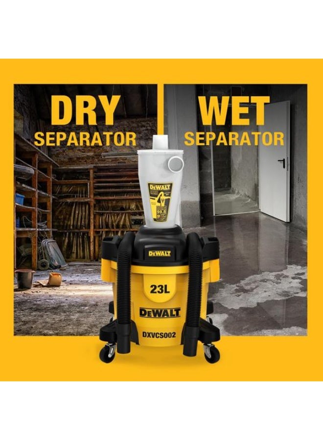 ديوالت مكنسة ديوالت للشفط الجاف والرطب مع فاصل غبار وخزان بولي، باللونين الأصفر والأسود، سعة 23 لتر رقم الموديل: DXVCS002 - Image 4