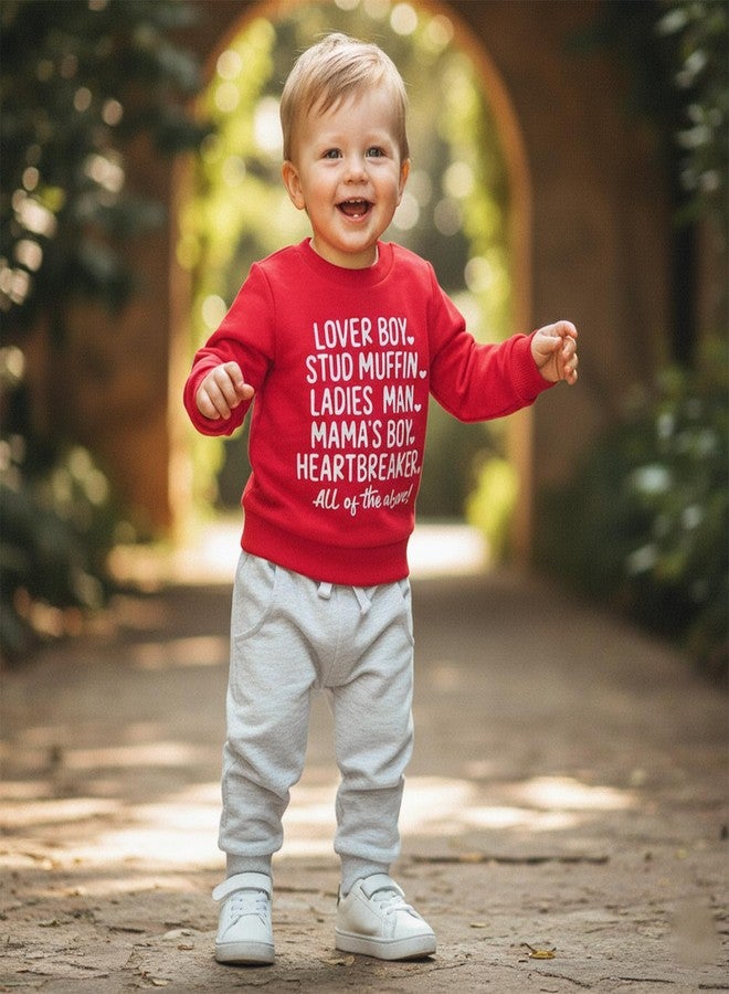 Douhoow Baby Boy Valentines Day Outfit Letter Print Sweatshirt Long Joggers Pants Boys Girls Festival Clothes (Red B, 0-6 Months) - Image 5
