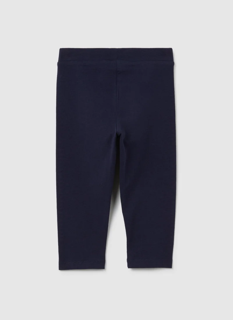 او في اس GIRLS' BLUE STRETCH COTTON LEGGINGS