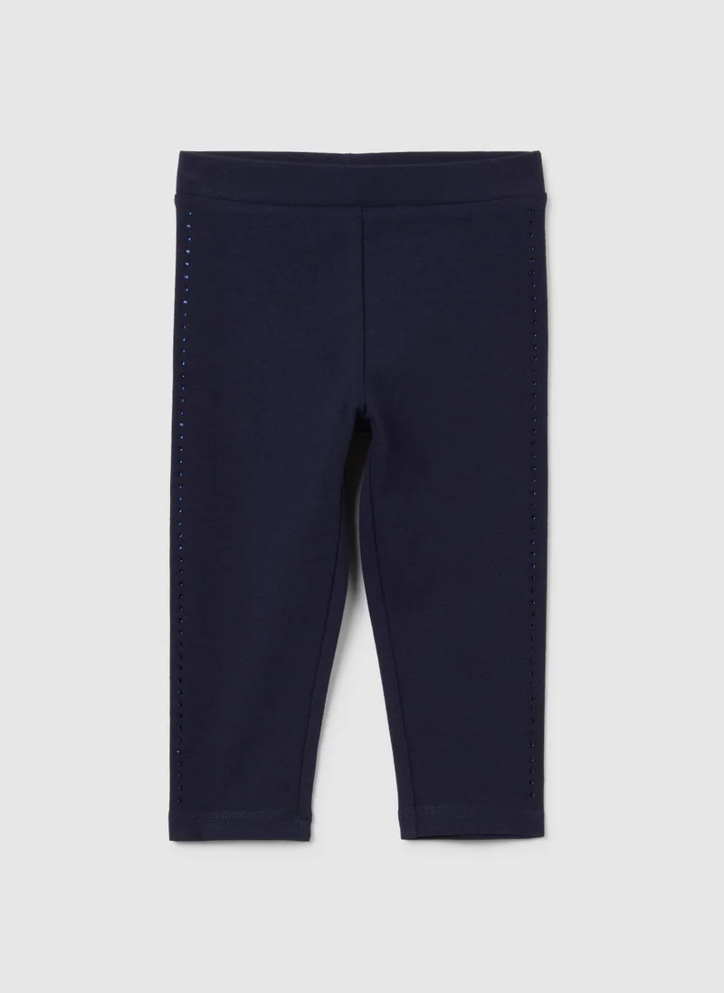 او في اس GIRLS' BLUE STRETCH COTTON LEGGINGS