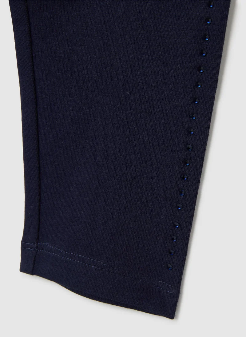 Ovs GIRLS' BLUE STRETCH COTTON LEGGINGS