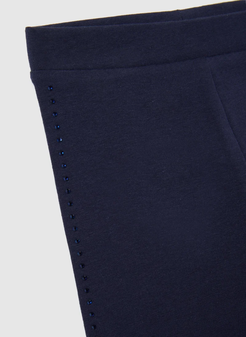 Ovs GIRLS' BLUE STRETCH COTTON LEGGINGS