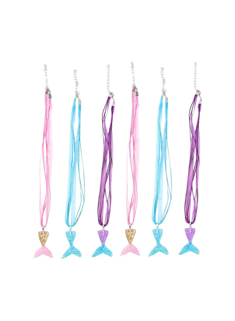 GGOOT 6pcs Mermaid Necklace Fishtail Pendant Necklace Mermaid Tail Jewelry Fashion Necklace Jewelry Chain for Women and Girls - Image 1