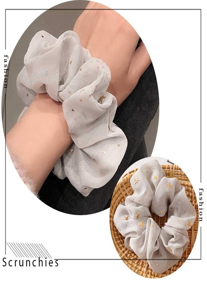 Outyua Solid Hair Scrunchies Elastic Hair Bands Ponytail Scrunchy Hair Ties Elegant Star Hair Rope Ties Hair Accessories for Women and Girls 5Pcs (Star) - Image 4