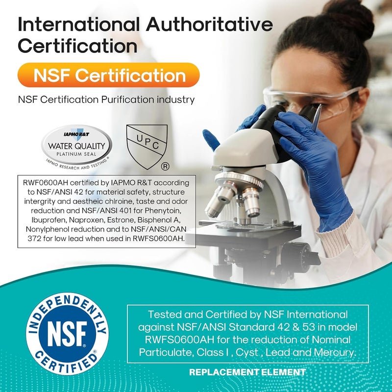 ICEPURE PRO RWF0600AH معتمد من NSF/ANSI 401 و NSF/ANSI 53 كبديل لفلتر مياه الثلاجة GE MWF، MWFINT، MWFA، HDX FMG-1، GSE25GSHECSS، 46-9991، GSH25JSDDSS، GSHS6LGBBHSS، PC75009، عبوة من 3 قطع - Image 3