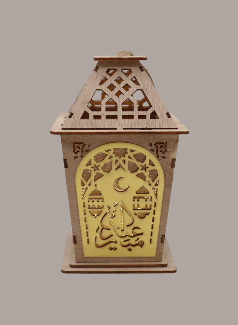 يوويل فانوس رمضان خشبي، ديكور رمضان كريم، ضوء فانوس زينة العيد، للاستخدام الداخلي والخارجي، ديكور ضوء رمضان 