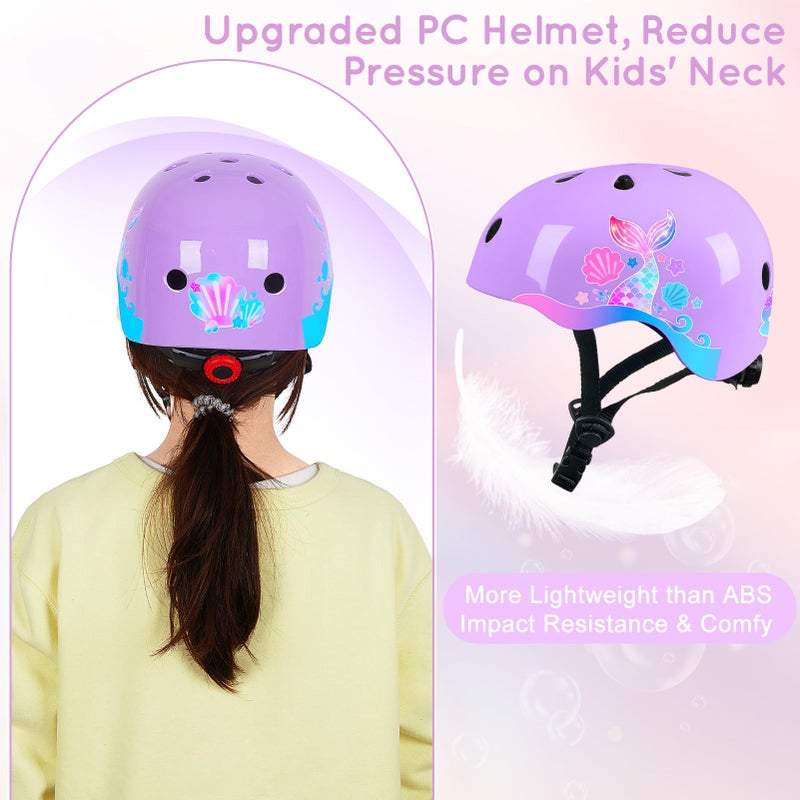 FIODAY Toddler Bike Helmet Kids Helmet Knee Pads and Elbow Pads Set Adjustable Protective Gear Set with DIY Stickers for Girls Age 3-5-8 Years - Image 4