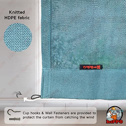 HIPPO Outdoor Balcony Sun, UV & Dust Protection Curtain HDPE Light Filtering 150 GSM Tab-Top Loop with Decorative Button Curtains for Home, Garden, Varanda, Hotel (Cool-Blue, 4.5FTX9FT, 2 PC) - Image 5