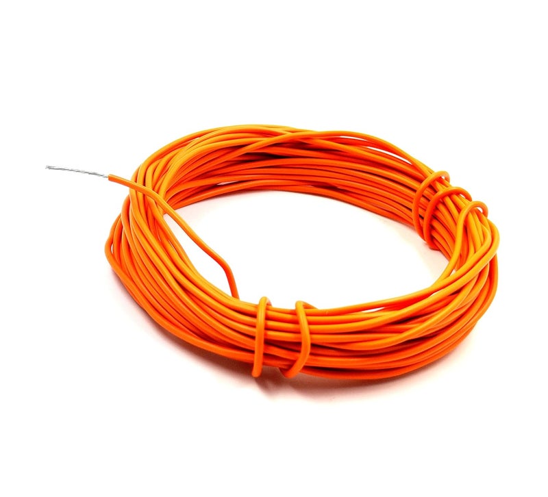 INVENTO 10mtr 20 AWG 05 sqmm 15A Tinned Copper PVC Wire Flexible Orange Cable 17mm Dia High Temperature for DIY - Image 1