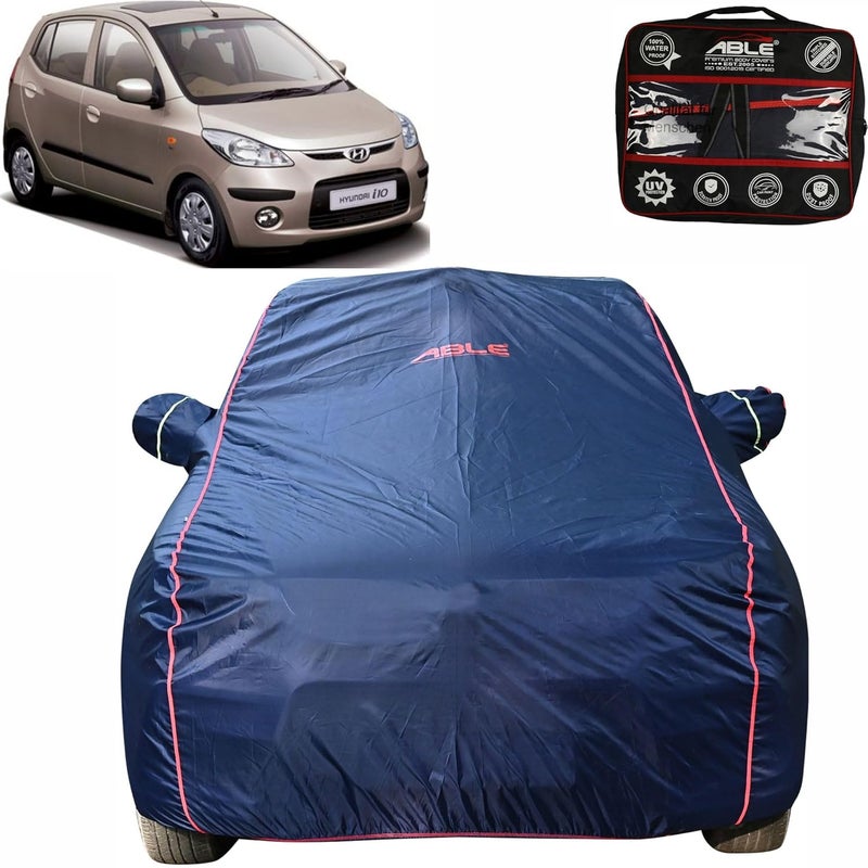 Able Parashuit Blue WR Series Car Body Cover with Mirror Pockets and Driver Door Zipper Compatible for Hyundai OLD-I-10 (2007 to 2012 Model) - Image 1